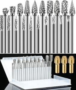 Carbide Burr Set with Collets for Rotary Tools