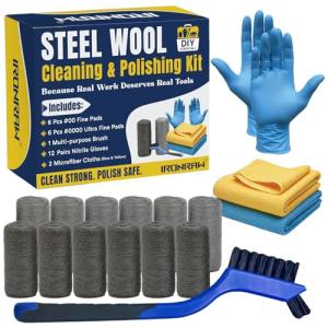 Steel Wool Cleaning & Polishing Kit with Gloves