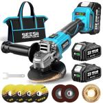 SEESII 21V Cordless Angle Grinder with Batteries
