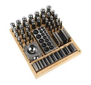 Steel Dapping Punch Set with Wooden Block Base