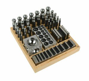 Steel Jewelry Dapping Punch Set with Wooden Base