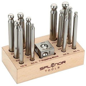 Steel 1" Square Dapping Block & Punch Set