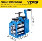 VEVOR 3" Jewelry Rolling Mill Machine - Blue
