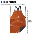 Leather Welding Apron with Tool Pockets - Adjustable