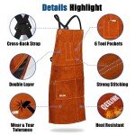 Leather Welding Apron with Tool Pockets - Adjustable