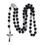 Catholic Black Rosary with Jesus Crucifix Necklace