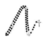 Catholic Black Rosary with Jesus Crucifix Necklace