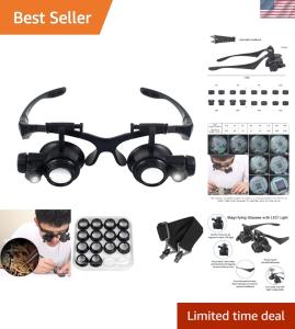 LED Head-Mounted Magnifier with 8 Lenses