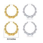 Large Bamboo Hoop Earrings in Gold and Silver