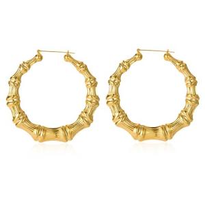 Gold-Plated Bamboo Hoop Earrings for Women