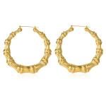 Gold-Plated Bamboo Hoop Earrings for Women