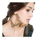 Gold-Plated Bamboo Hoop Earrings for Women