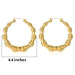 Gold-Plated Bamboo Hoop Earrings for Women