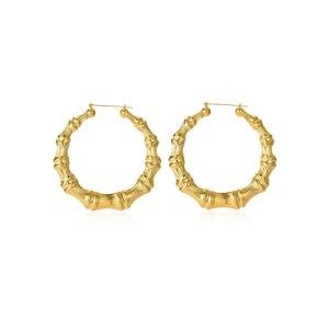 Gold-Plated Bamboo Hoop Earrings for Women