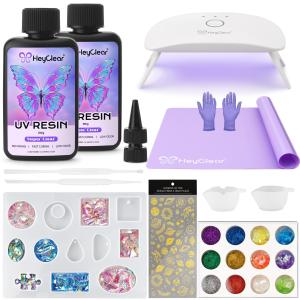 HeyClear 200g UV Resin Kit with Light and Molds