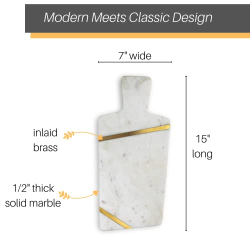 Marble & Brass Charcuterie Board - 15" Long