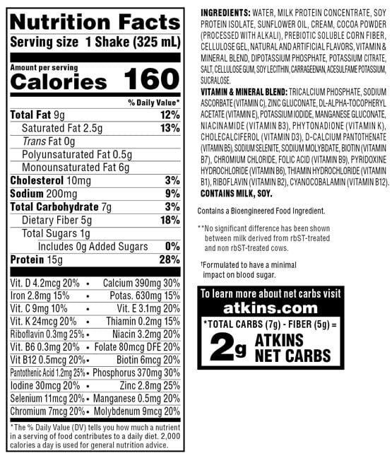 Atkins Protein Shake, Chocolate, Keto (4-pack)