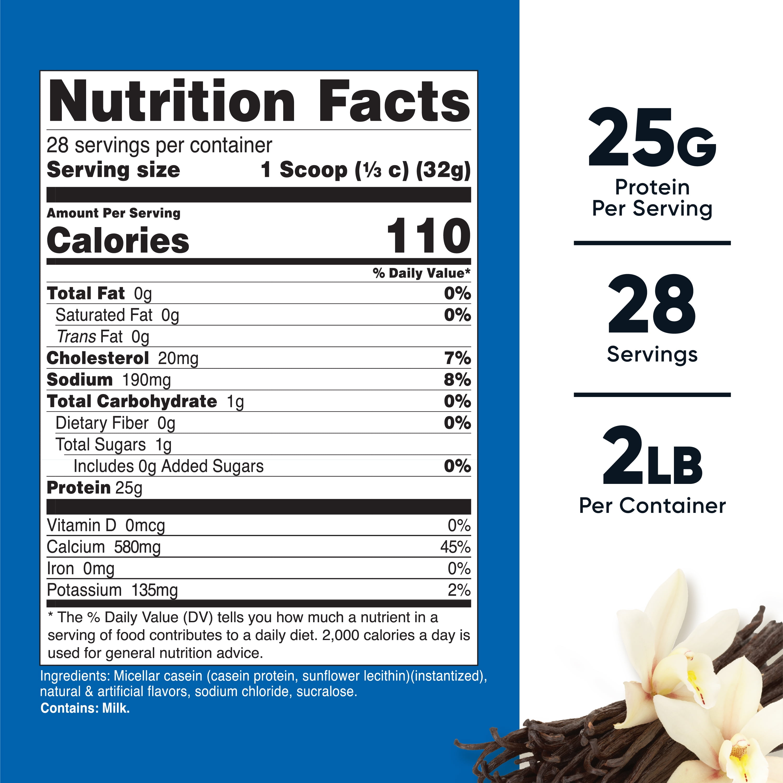 Vanilla 2lb Micellar Casein Protein Powder