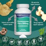 Glucomannan 500mg Capsules - Appetite Suppressant, 120 Count