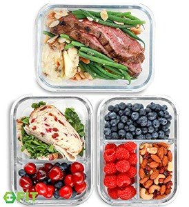 Glass Meal Prep Containers with Lids - 3 Compartment