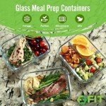 Glass Meal Prep Containers with Lids - 3 Compartment