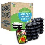 Reusable 2-Compartment Meal Prep Containers - 25 Sets