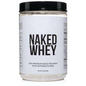 Naked WHEY 1LB 100% Grass Fed Unflavored Whey Protein Powder - US Farms, Only 1 Ingredient, Undenatured - No GMO, Soy or Gluten - No Preservatives - Promote Muscle Growth and Recovery - 15 Servings