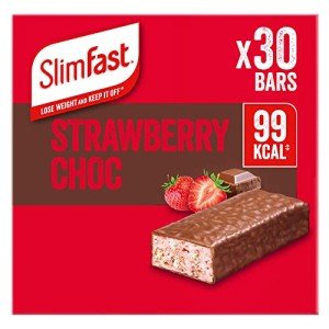 SlimFast Snack Bar, Low Calorie Snack, Strawberry Choc Flavour, 30 x 25 g Multipack