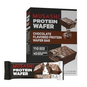 MUSASHI Chocolate Protein Wafer Bars, 12 Pack