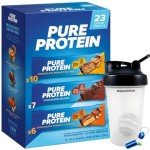 Chocolate Protein Bar Variety Pack with Shaker Bottle
