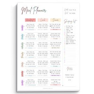 Weekly Meal Planner & Nutrition Tracker Pad