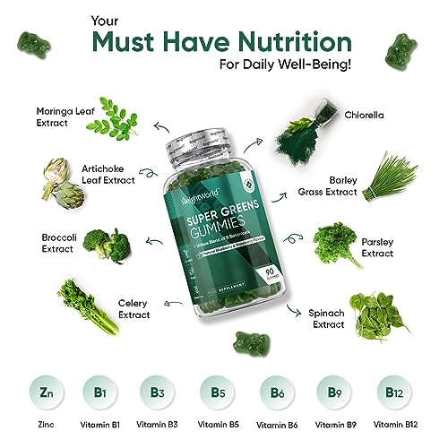 Energy-Boosting Vegan Super Greens Gummies with Blueberry & Raspberry