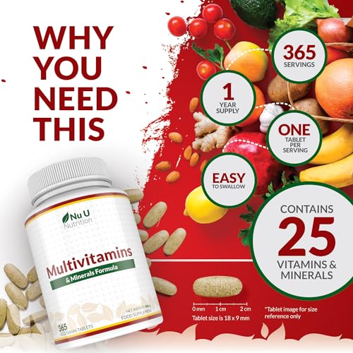 365 Multivitamin Tablets for Men and Women, Made in UK