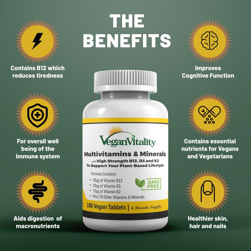 High Strength Vegan Multivitamins for 6 Months Supply