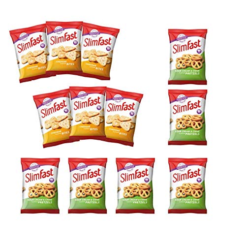 Slimfast Cheddar Bites & Pretzels Snack Pack with Waist Tape Measure