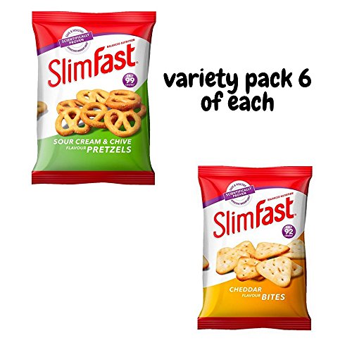 Slimfast Cheddar Bites & Pretzels Snack Pack with Waist Tape Measure