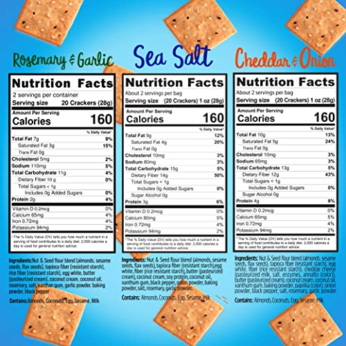 Keto Variety Pack: Low Carb, Zero Sugar Almond Flour Crackers