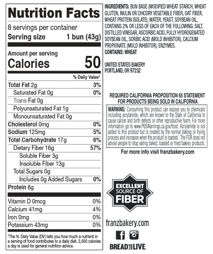 Franz Bakery Keto Hamburger Buns (16ct) + Keto Lifestyle Guide, 12oz (Pack of 2)