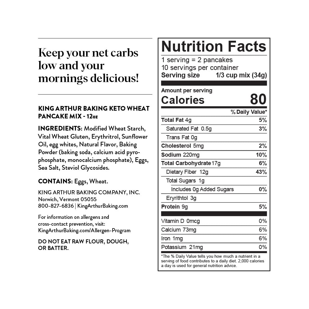 Keto King Arthur Pancake Mix, Non-GMO, Kosher, Keto-Friendly