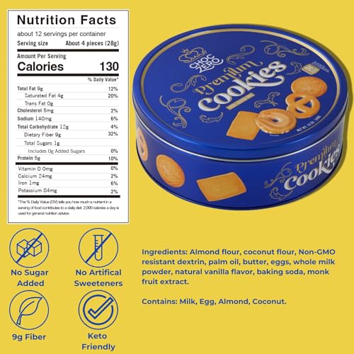 ChocZero Keto Butter Cookies - Danish Shortbread (1 tin)