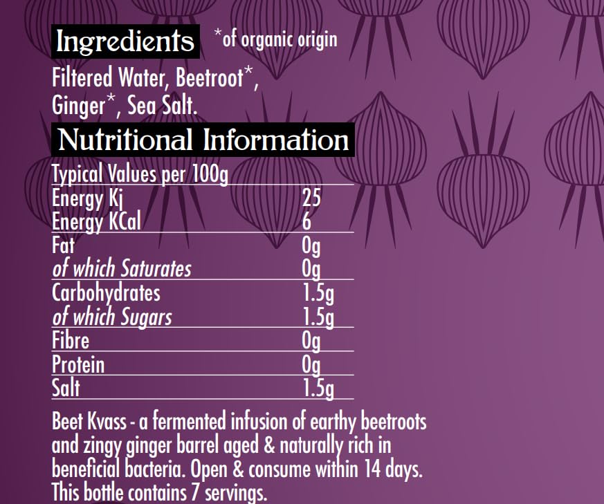 Organic Beet Kvass - 1L Bottle - Raw & Unpasteurized