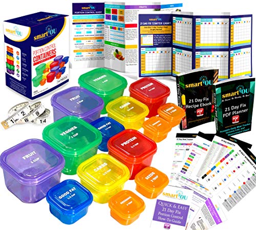 smartYOU 21 Day Portion Control Containers - Multi-Color Coded