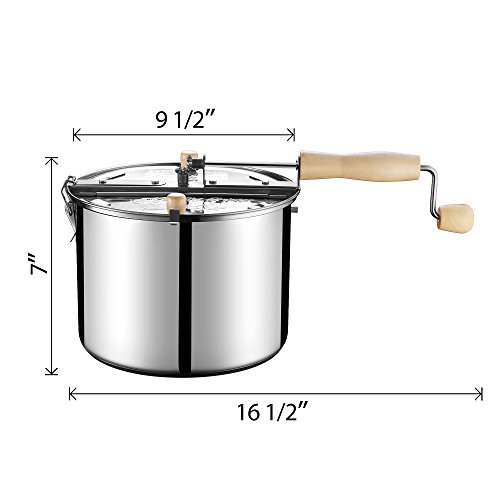 Stainless Steel 6-Quart Popcorn Popper - Silver