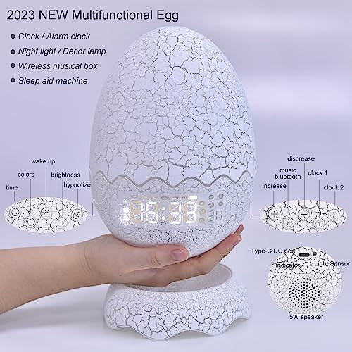 Dragon Egg Alarm Clock/Night Light/White Noise/Bluetooth Speaker