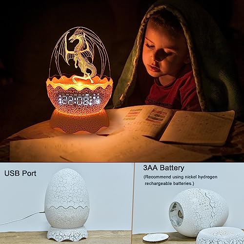 Dragon Egg Alarm Clock/Night Light/White Noise/Bluetooth Speaker