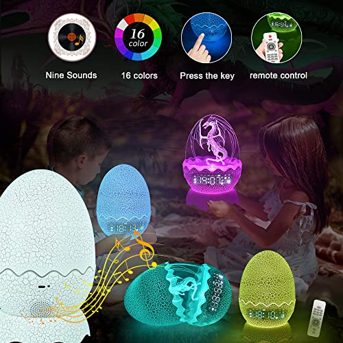 Dragon Egg Alarm Clock/Night Light/White Noise/Bluetooth Speaker