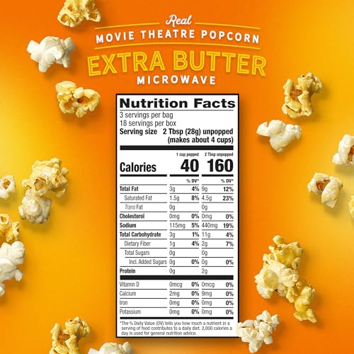 Extra Butter Microwave Popcorn - 6 Boxes, 36 Count
