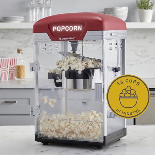 Gourmet Popcorn Maker with Nonstick Kettle - Red