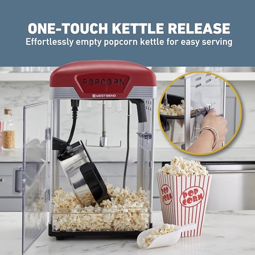 Gourmet Popcorn Maker with Nonstick Kettle - Red