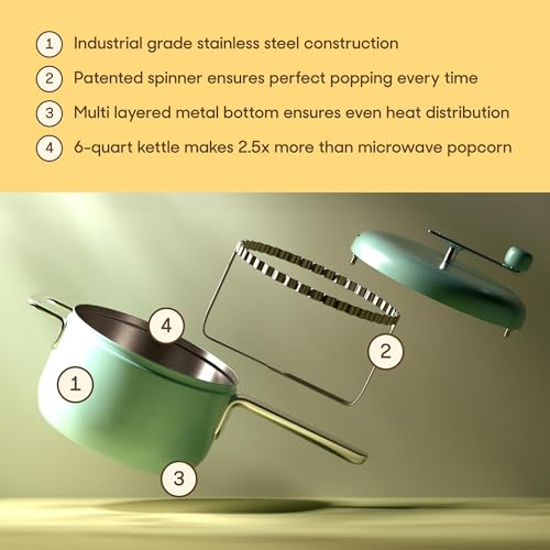 Stainless Steel 6 Quart Stovetop Popcorn Popper